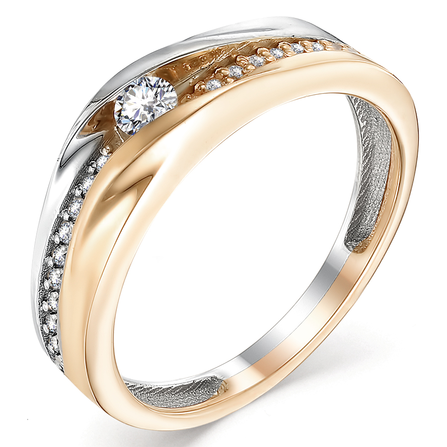 Кольцо обручальное, золото, бриллиант, 1-105-588